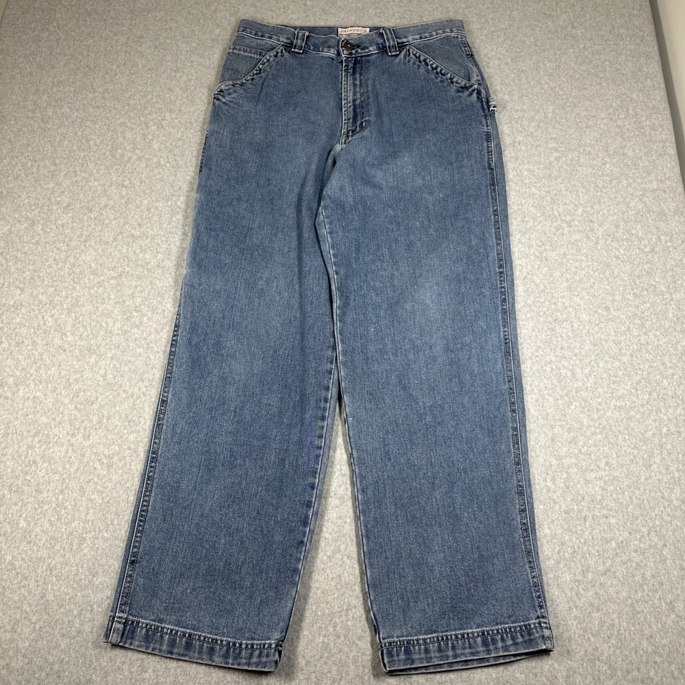 Vintage Old Navy Painters Jeans Men's 33x32 Blue Grunge Baggy Skater Workwear